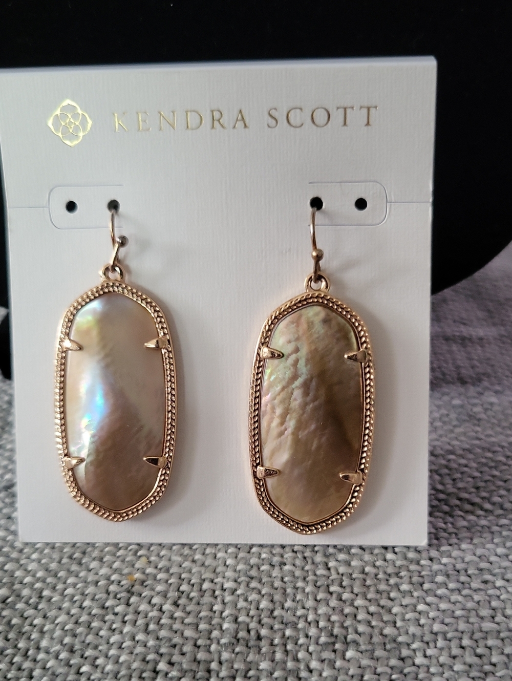 Kendra Scott Iridescent Mother-of-Pearl Drop Earrings in Rose Gold